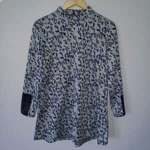 Tyler Böe Small Chrissy Jacquard Knit Tunic-Animal Print-Mock Neck-Faux Leather